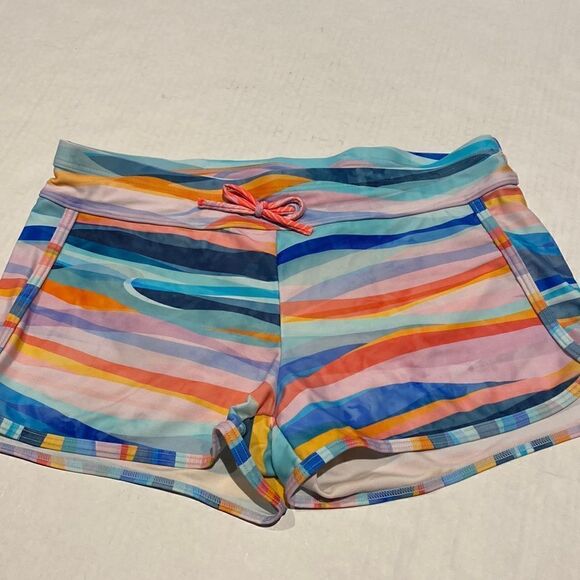 Girls colored striped swim trunks by Athleta size XXL/16 - Picture 1 of 5